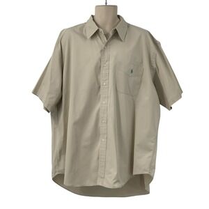 Ralph Lauren Blake Men's Short Sleeve Button Down Shirt Beige Khaki‎ Size XXL